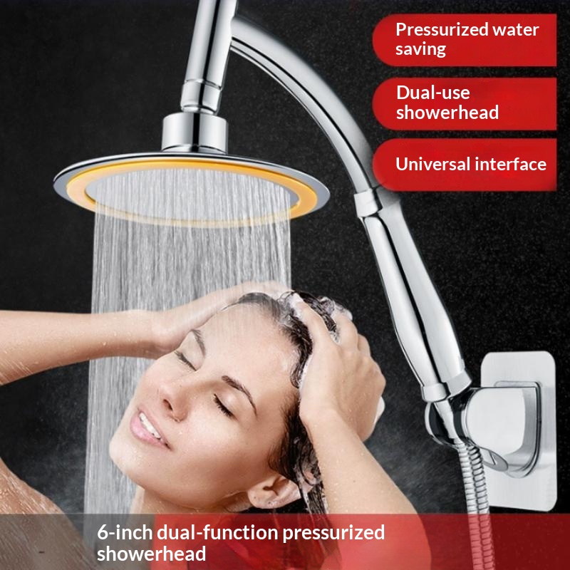 High Pressure Shower Head Handheld - หัวฝักบัวอาบน้ำแบบมือถือขนาดใหญ่ 6 นิ้ว หมุนได้ 360 องศา