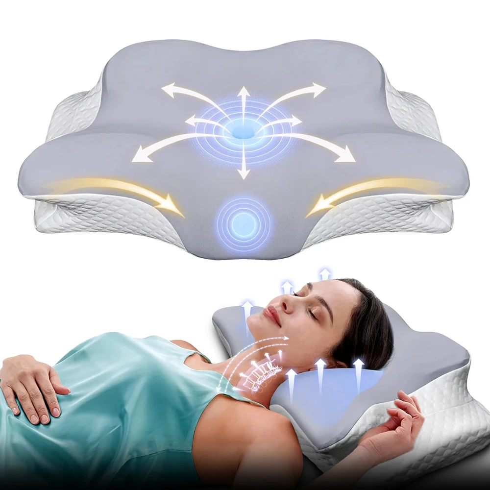 Memory Foam Orthopedic Pillow Neck Pain - หมอนเมมโมรี่โฟมทรงผีเสื้อ ช่วยผ่อนคลายกระดูกคอ หมอนรองคอแบบคืนตัวช้า บรรเทาอาการปวด หมอนนอนเพื่อสุขภาพ
