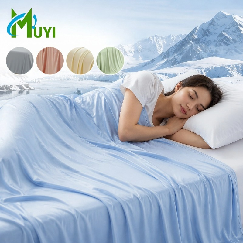 Cooling Blanket Hot Sleepers - ผ้าห่มคลายร้อนสำหรับผู้ที่นอนร้อน ผ้าห่มไอซ์ซิลค์ระบายอากาศ ผ้าคลุมเตียงสำหรับใช้กับเครื่องปรับอากาศ น้ำหนักเบา นุ่ม เย็น