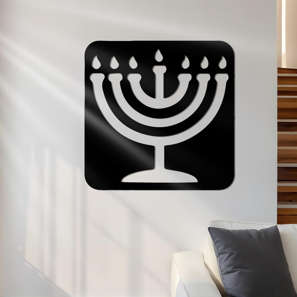 Home Decor - CIFBUY งานศิลปะติดผนังเหล็ก รูปทรงเมโนราห์สไตล์วินเทจ ประติมากรรมโลหะกันสนิม ป้ายแขวนตกแต่งบ้านและสำนักงาน
