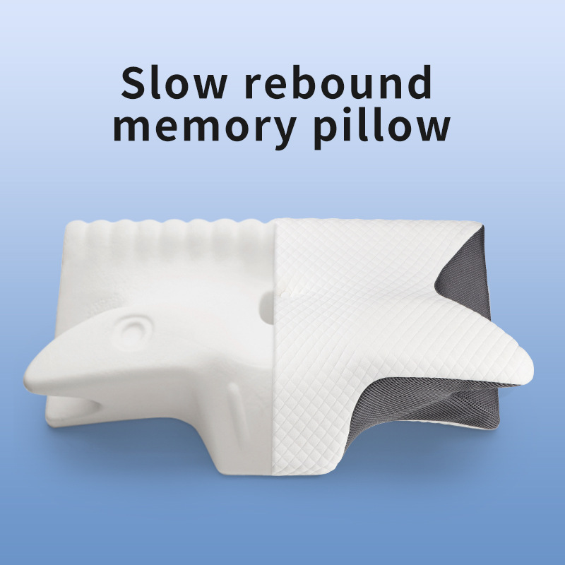 Memory Foam Orthopedic Pillow Neck Pain - หมอนรองคอเมมโมรี่โฟม ออกแบบตามหลักสรีรศาสตร์ รองรับสรีระคอเพื่อบรรเทาอาการปวด หมอนข้างรูปทรงโค้งสำหรับนอนหลับ