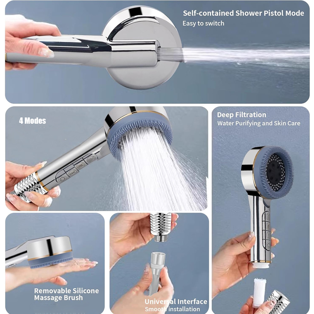 ฝักบัวอาบน้ำแรงดันสูง 4 โหมด พ - High Pressure Shower Head Handheld บทวิจารณ์และราคา