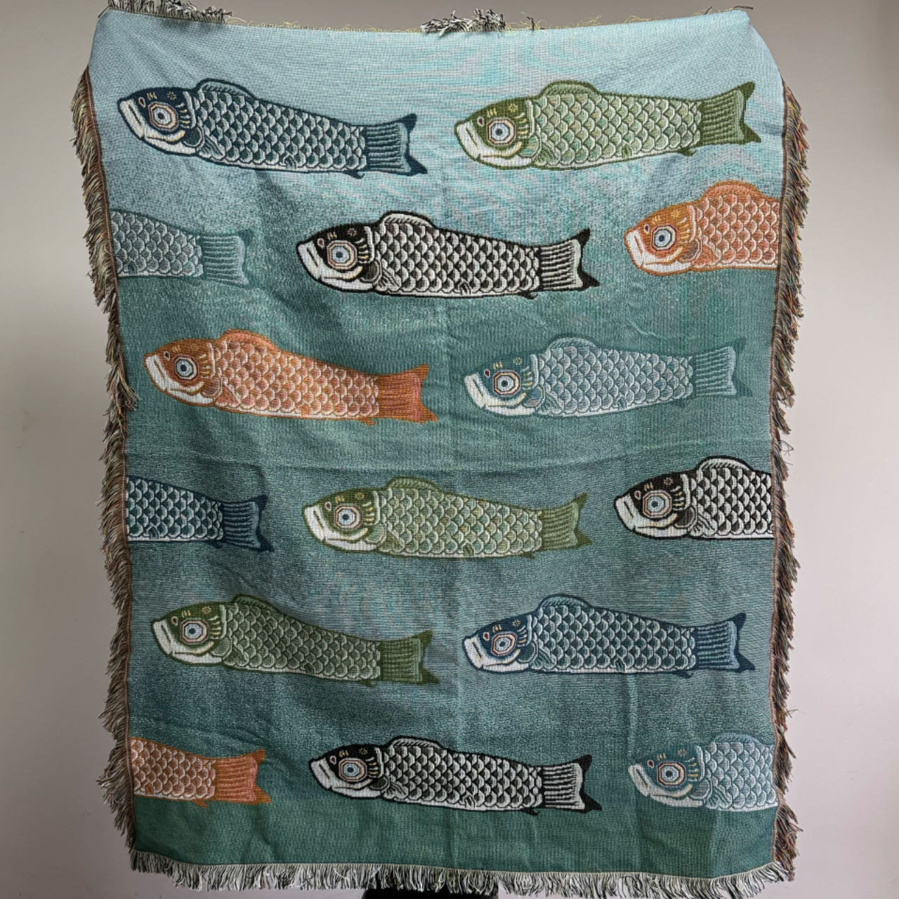 ผ้าห่มทอแจ็คการ์ดลายปลาคาร์ฟ ผ - Boho Throw Blanket Fringe บทวิจารณ์และราคา