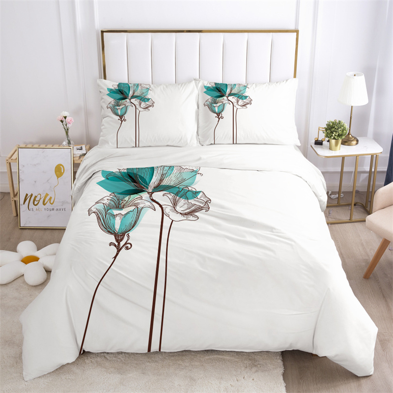 ชุดเครื่องนอนลายใบไม้ ผ้าไมโคร - Aesthetic Floral Duvet Cover บทวิจารณ์และราคา